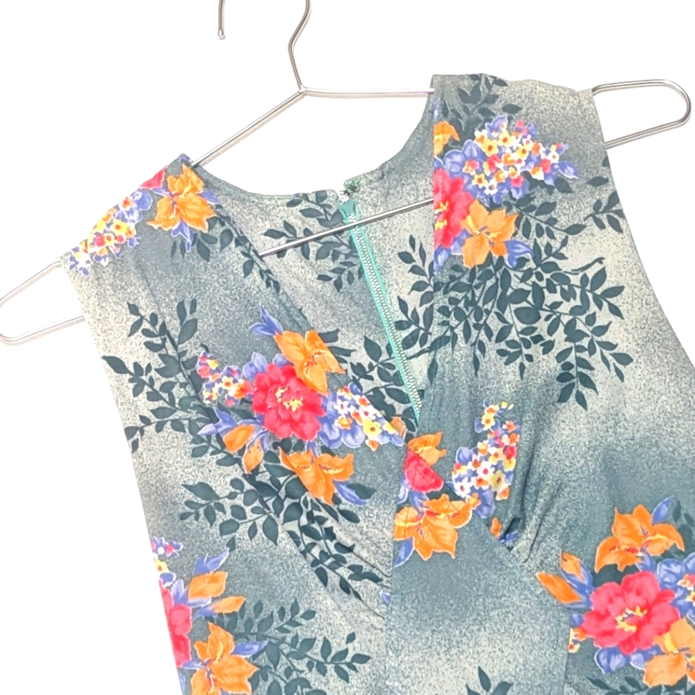 Vintage Floral Maxi Dress | Wedding | V Neck | Shabby Chic | Colorful | 90s - Picture 3 of 9